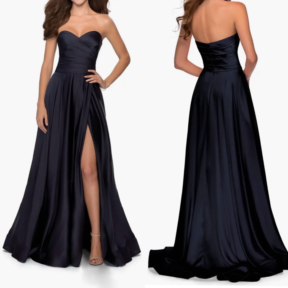 La Femme Blue Strapless Dress